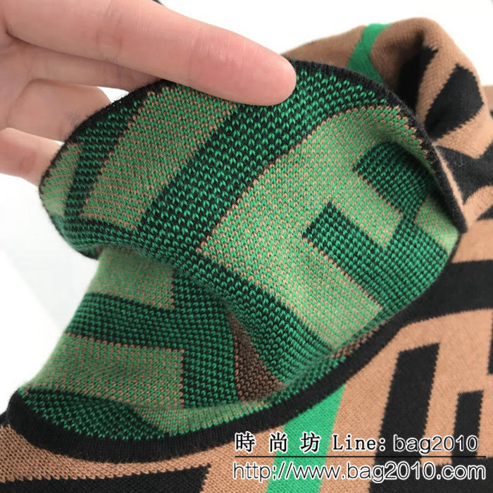 FENDI芬迪 官網同步 18FF系列新款 高領羊毛衫 斜紋字母提花 王嘉爾同款 超細膩羊毛料 高版本男女同款 ydi2321